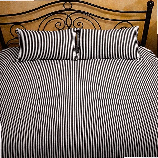 Brooklinen King/Cali King Duvet Cover + 2 Pillowcases Gray White Stripe