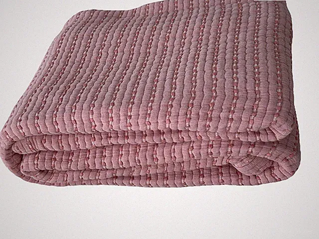 BROOKLINEN Lightweight Textured Stitch 100% Cotton Throw. Dried Rose.Orig.-$189