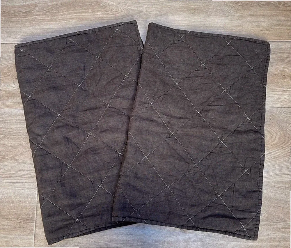 Brooklinen Linen Standard Pillow Shams Set Of 2 Charcoal Gray Quilted *SEE PICS