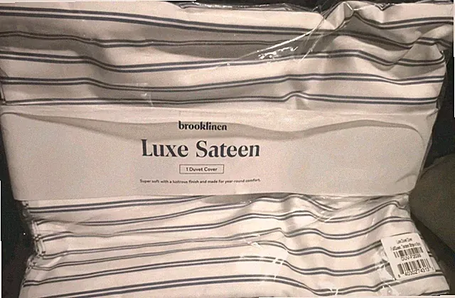 Brooklinen Luxe Sateen Duvet Cover Set (Full/Queen, Tandem Stripe In Storm)