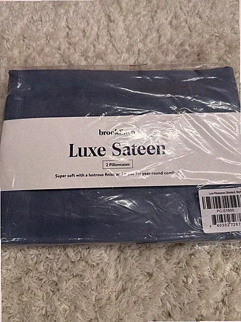 Brooklinen Luxe Sateen Pillowcases Standard Storm - Set of 2 Blue New