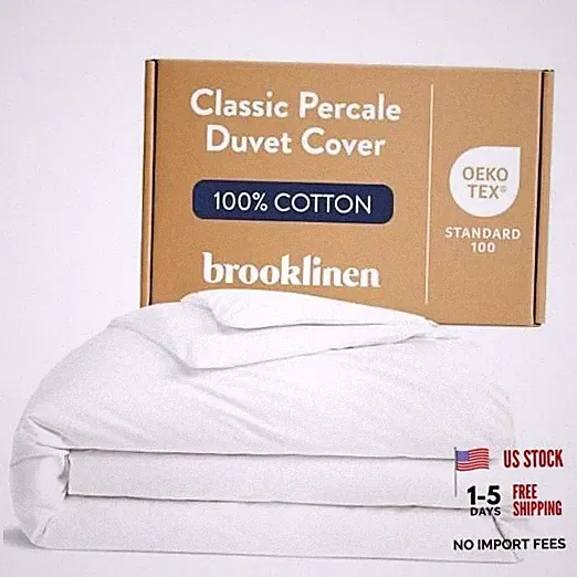 Brooklinen Luxury Percale Duvet Cover – 100% Cotton, Cool, King/Cali King White
