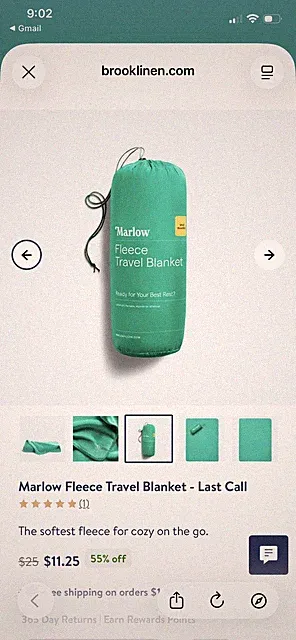Brooklinen Marlow Fleece Travel Blanket nwt