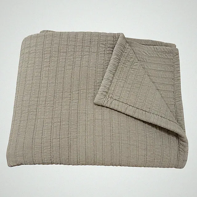 Brooklinen Organic Cotton Heavyweight Quilt Queen Olive Textured Coverlet GOTS