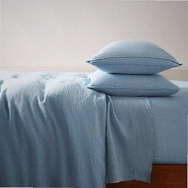 Brooklinen Queen Flat Sheet Storm Chambray 100% Linen Made In Portugal 90"x 102"