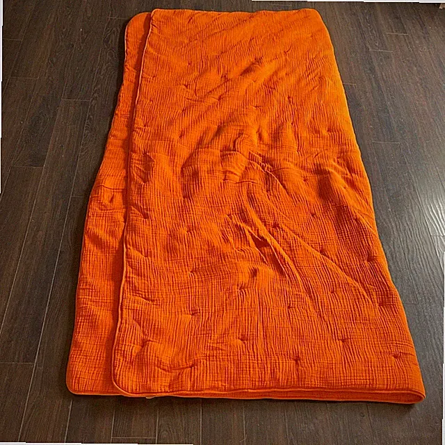 Brooklinen Quilted Comforter Blanket Orange Cotton Gauze Lightweight Twin/Full