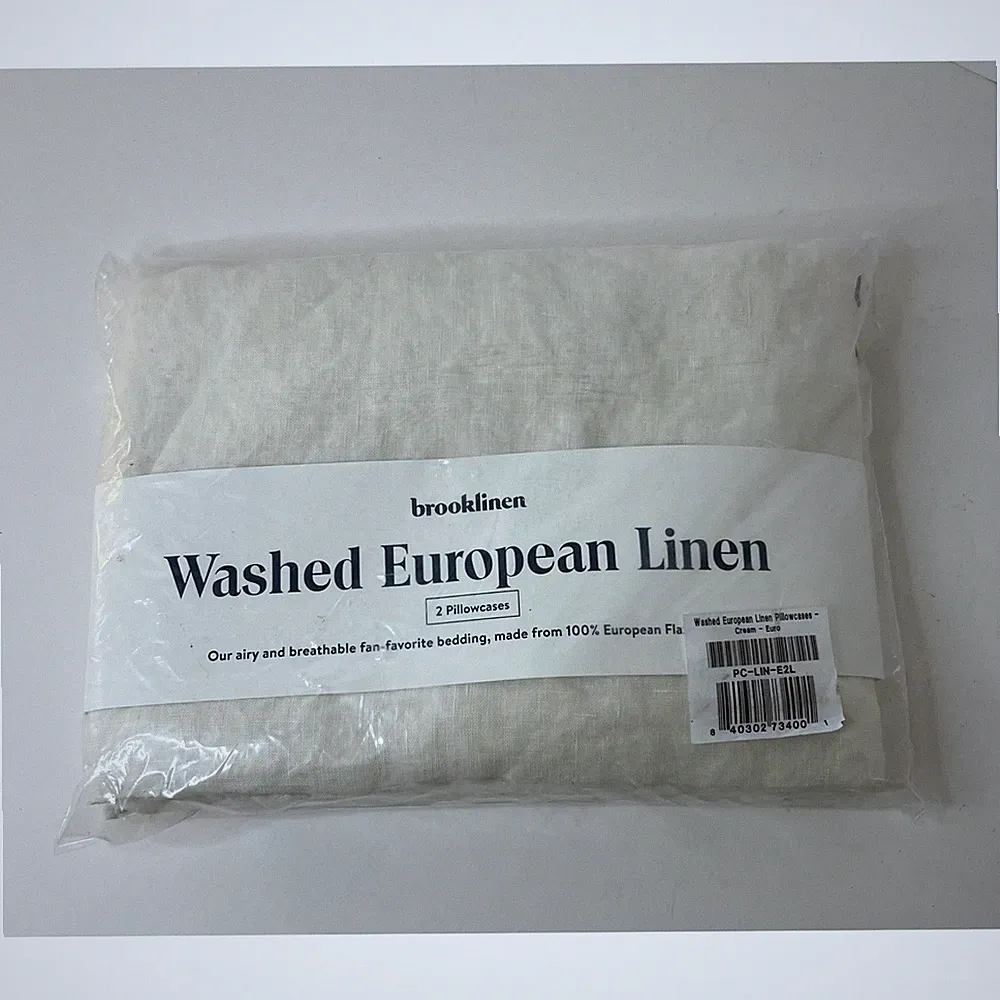 Brooklinen Washed European Linen Pillowcases Cream -Euro Shams 26 x 26" NIP