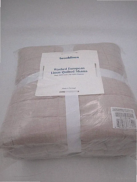 Brooklinen Washed European Linen Sham King Oxford Stripe Chambray Bedding New