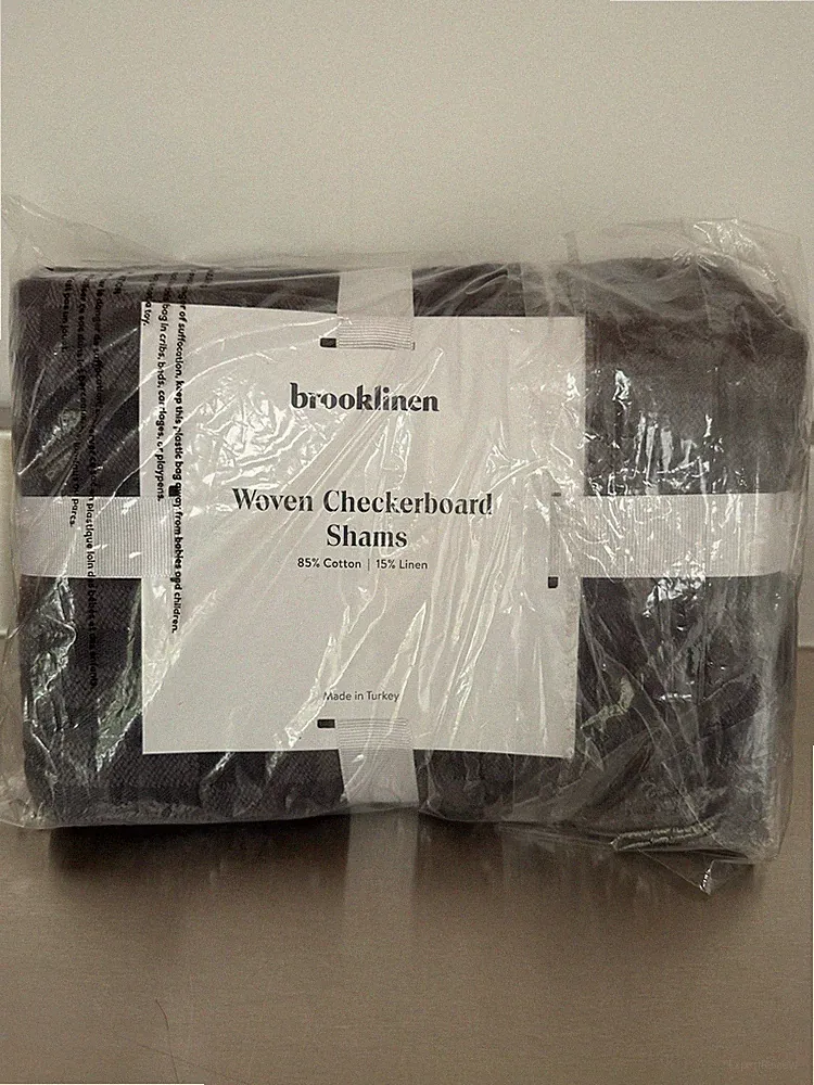 NWT Brooklinen Woven Checkerboard Pillow Shams 85% Cotton/15% Linen Set Of 2
