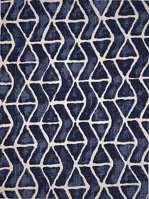Thibaut F942007 Stony Brook Navy Fabric Hand Print 1 1/2 Yards